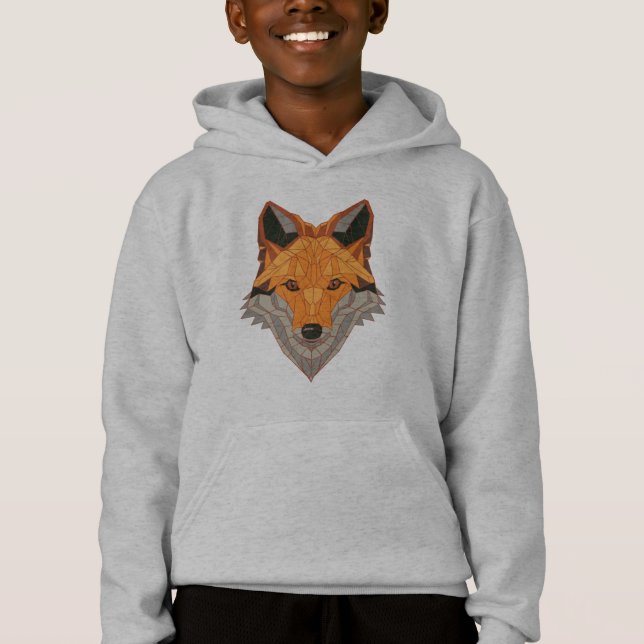 Camiseta Design de Cabeça de Fox Laranja Poligonal (Frente)