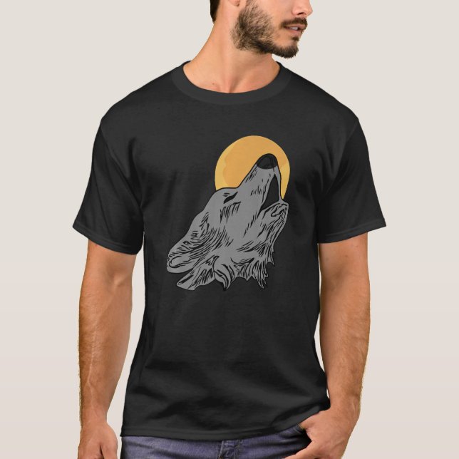 Camiseta Design de cabeça de lobo predador de arte face a i (Frente)
