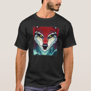 Camiseta Design de cabeça de lobo predador de arte face a i