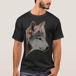 Camiseta Design de cabeça de lobo predador de arte face a i