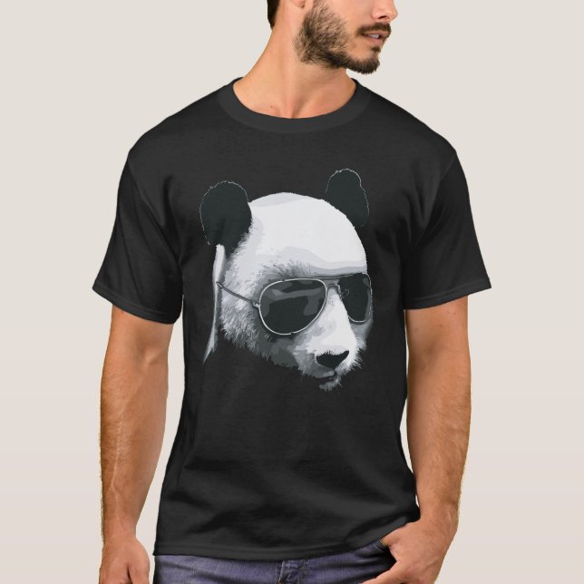 Camiseta Design de Cabeça de Panda com Óculos de Sol (Frente)