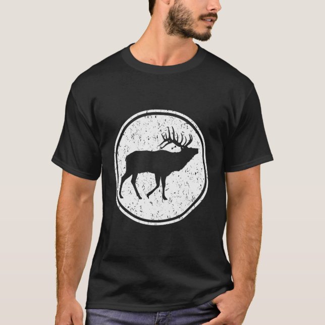 Camiseta Design De Caça De Elk, Com Dificuldade, Para Caçad (Frente)