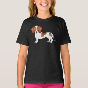 Camiseta Design De Cachorro De Cabelo Curto Vermelho E Bran