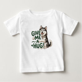 Camiseta Design de cachorro Kawaii Husky Fofo Me Abraça