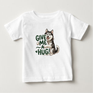 Camiseta Design de cachorro Kawaii Husky Fofo Me Abraça