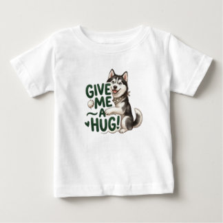 Camiseta Design de cachorro Kawaii Husky Fofo Me Abraça
