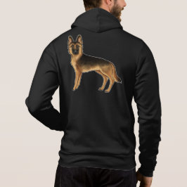 Camiseta Design de cachorro Pastor Alemão preto e dourado