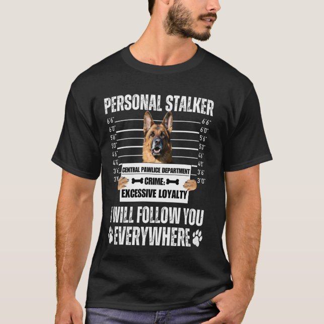 Camiseta Design de Cachorro Stalker Pessoal Engraçado - Pas (Frente)
