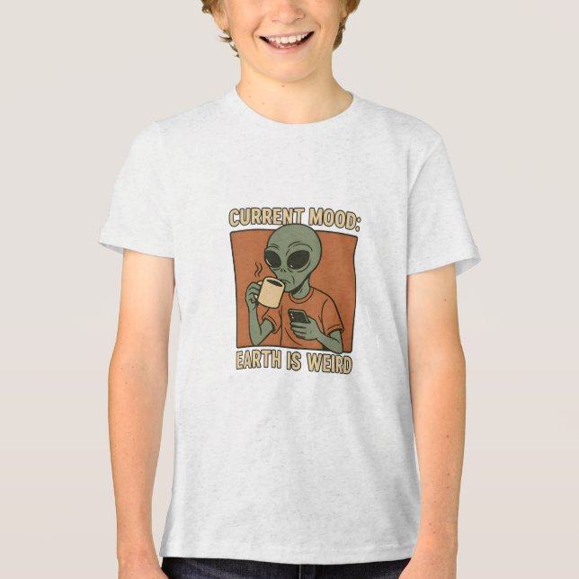 Camiseta Design de café alienígena engraçado (Frente)
