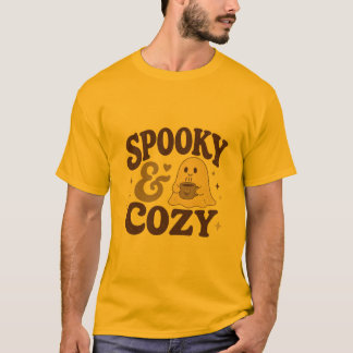 Camiseta Design de Café de Halloween Fofo e Assustadorament