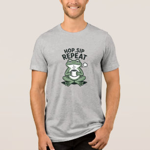 Camiseta Design de Café de Sapo Engraçado Saltar Beber Repe