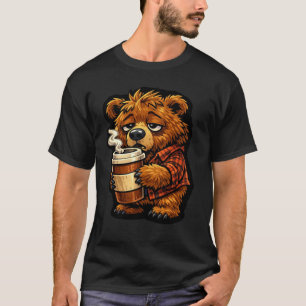 Camiseta Design de café engraçado amante de café urso pardo