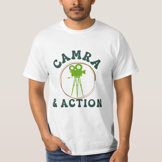 Camiseta Design de câmara e ação (Frente)