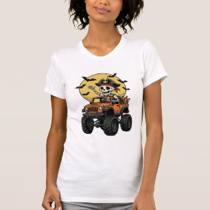 Camiseta Design de caminhão monstro de esqueleto de pirata