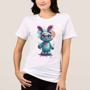 Camiseta Design de Camisa-T de Coelho Azul Cortado