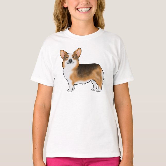 Camiseta Design De Cão Tripembroke De Cabeça Vermelha Welsh (Frente)