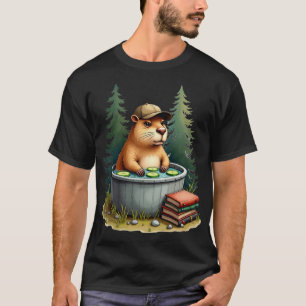 Camiseta Design de Capivara Mal-Humorada em Banheira de Cam