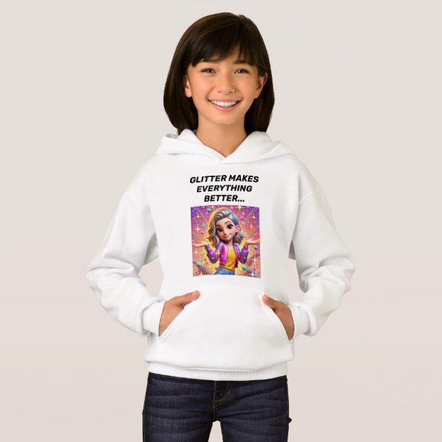 Camiseta Design de capuz Glitter Explosion Sassy. (Frente Completa)