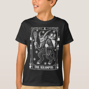 Camiseta Design de Carta de Tarot do Krampus Temporada de N
