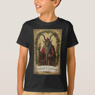 Camiseta Design de Carta de Tarot Krampus Temporada de Nata