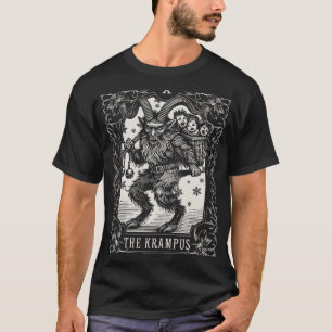 Camiseta Design de Carta de Tarot Krampus Temporada de Nata