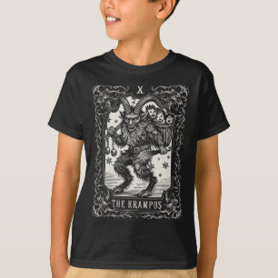 Camiseta Design de Carta de Tarot Krampus Temporada de Nata