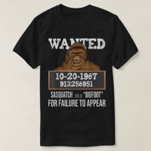 Camiseta Design de Cartaz de Procurado do Pé Grande Engraça