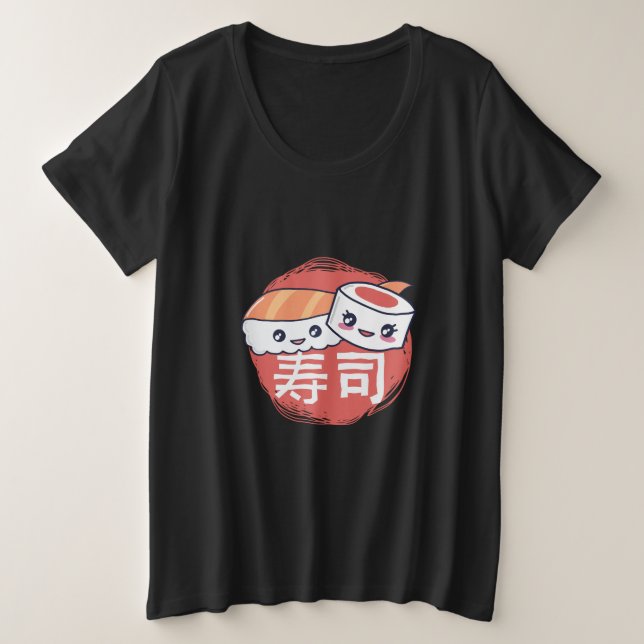 Camiseta Design de Cartoon de Sushi Engraçado (Frente do Design)