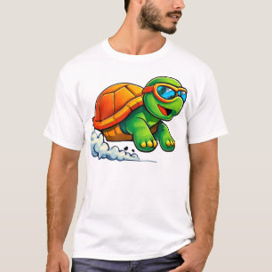 Camiseta Design de Cartoon de Tartaruga Rápida