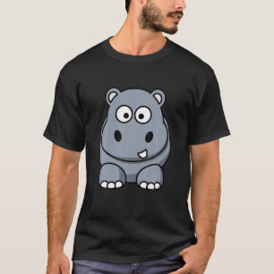 Camiseta Design De Cartoon Hippo Bonito Para Crianças Peque