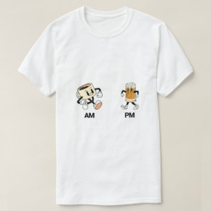 Camiseta Design de Cartoons de Café e Cerveja