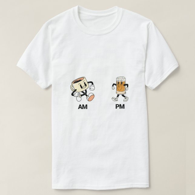 Camiseta Design de Cartoons de Café e Cerveja (Frente do Design)