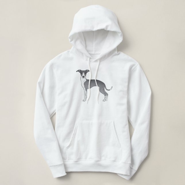 Camiseta Design de Cartoons De Greyhound Azul E Branco Ital (Frente do Design)