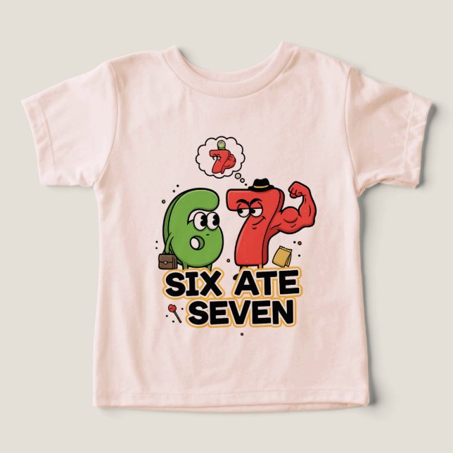 Camiseta Design de Cartoons "Seis Ate Sete", Piada de Matem (Design frontal)