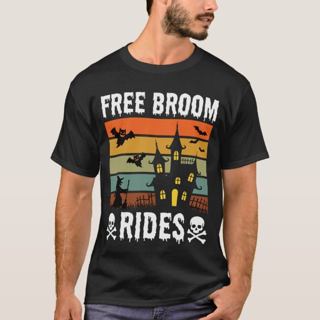 Camiseta Design de Casa Assombrada de Passeios de Vassoura  (Frente)