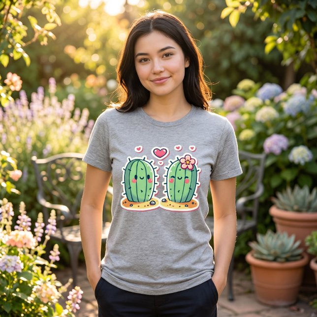 Camiseta Design de Casal de Cactus Fofo (Criador carregado)