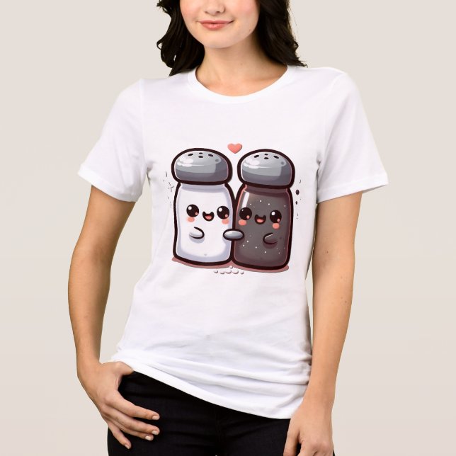 Camiseta Design de Casal de sal e pimenta adorável (Frente)
