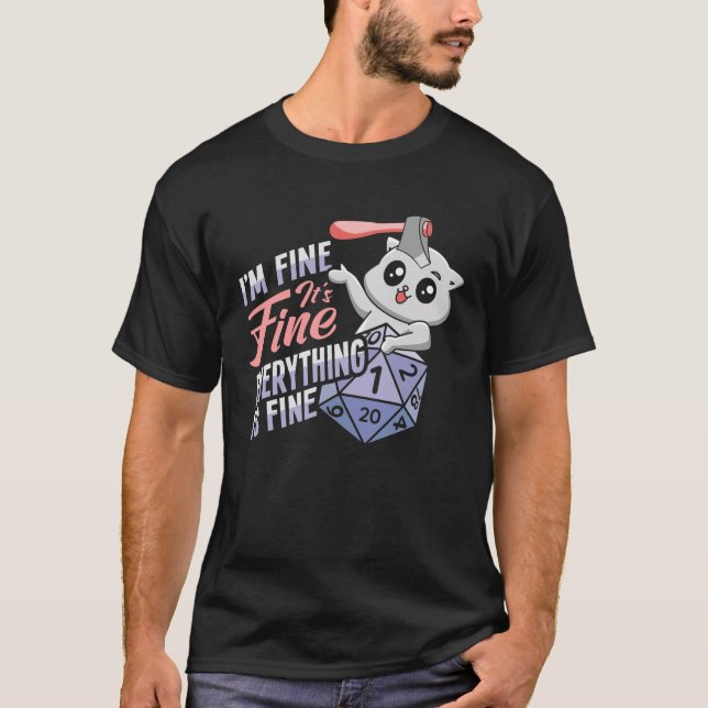 Camiseta Design de CAT DND para um jogador RPG (Frente)