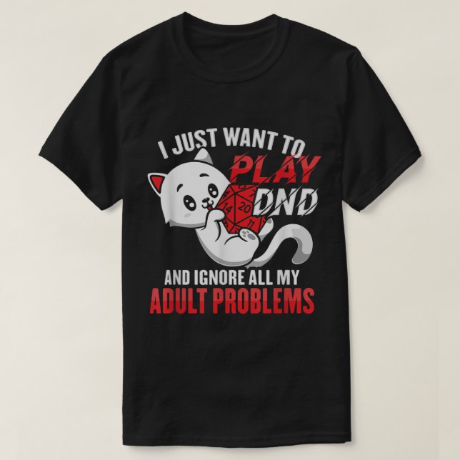 Camiseta Design de CAT DND para um jogador RPG (Frente do Design)