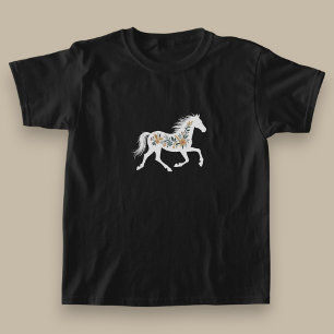 Camiseta Design de Cavalo com Flor Silvestre com Vibração C