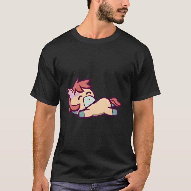 Camiseta Design de Cavalo de Dormir de Kawaii Bonito (Frente)