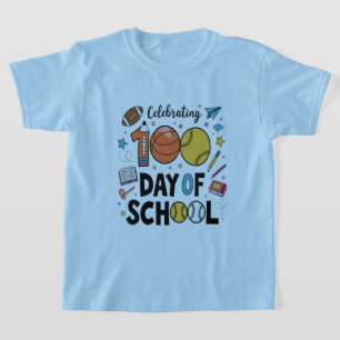 Camiseta design de celebração de 100 dias de esportes escol