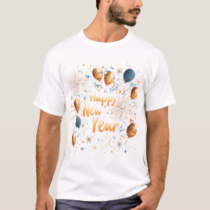 Camiseta Design de Celebração do Balão Feliz ano novo Festi