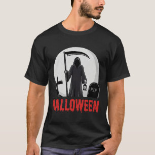 Camiseta Design de Cemitério do Ceifador de Halloween