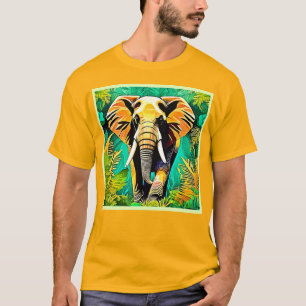 Camiseta Design de Cena de Elefante da Selva Vibrante