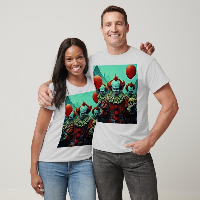 Camiseta Design de Cena de Horror de Palhaço Assustador (Unissex)