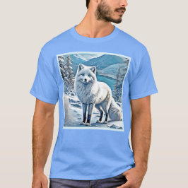 Camiseta Design de Cena de Raposa Azul