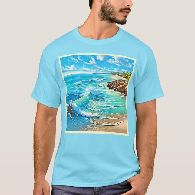 Camiseta Design de Cena de Rock Costeiro (Frente)
