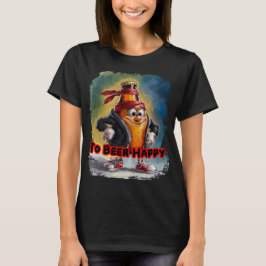 Camiseta Design de Cerveja Divertido e Colorido em um Preto