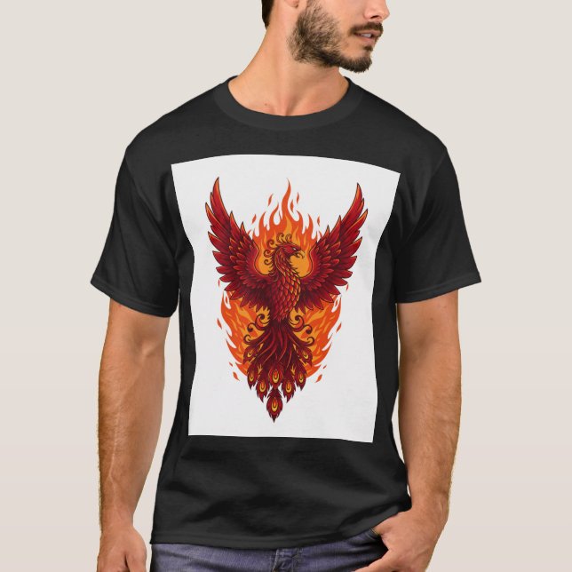 Camiseta Design de chamas de Phoenix majestoso | Bold Vetor (Frente)